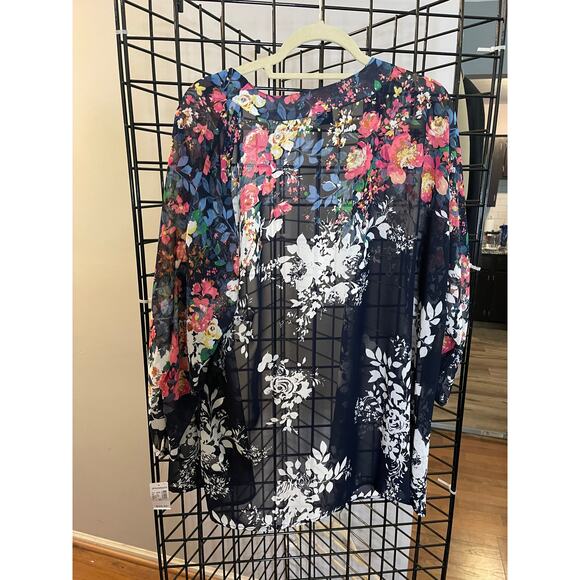 NWT Roz & Ali Floral Kimono Sz XLP - Picture 2 of 4